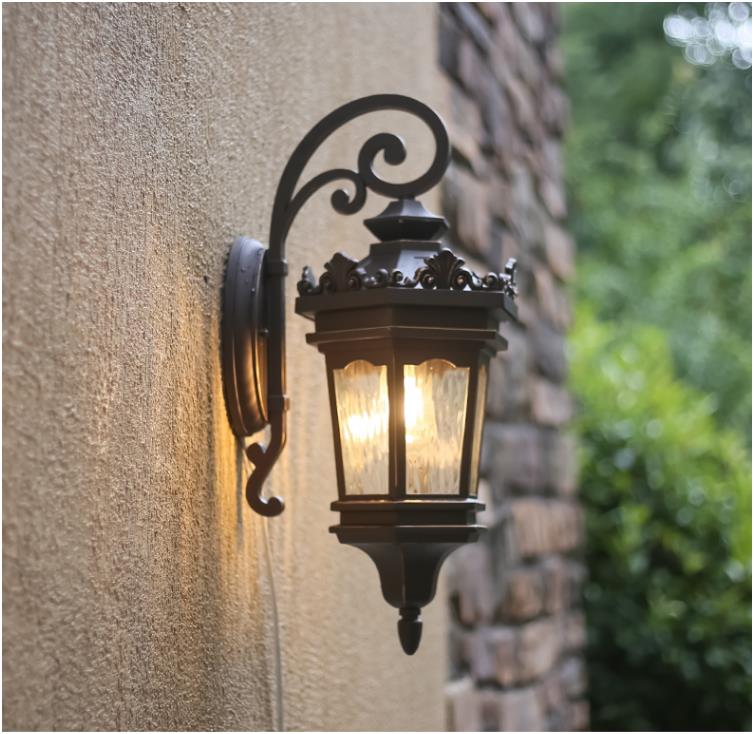 Mount Scone Black Metal Outdoor Classical Wall Light Fixtures with Clear Glass