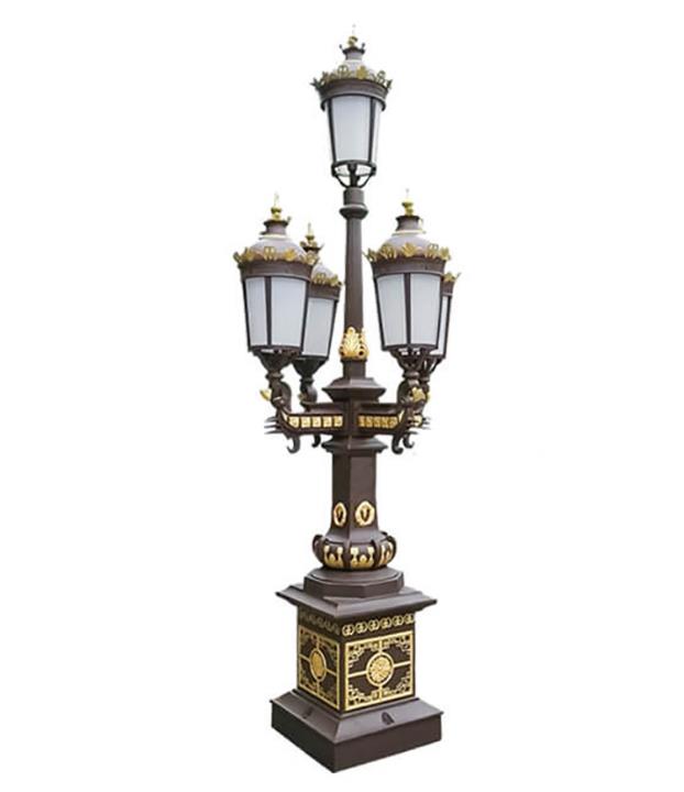 Cast Aluminum Material 3-10m Height Square Application Spain Style Garden Lamp Pole manufacturer