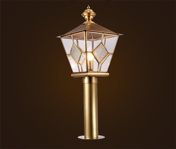 LED Source E27 1 Light Outdoor Pillar Lantern or Copper Pillar Light With Tempered Glass